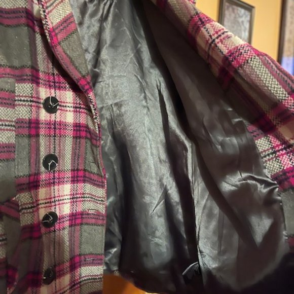 Rue21, Wool Plaid Pea Coat, Size XL - Picture 5 of 6